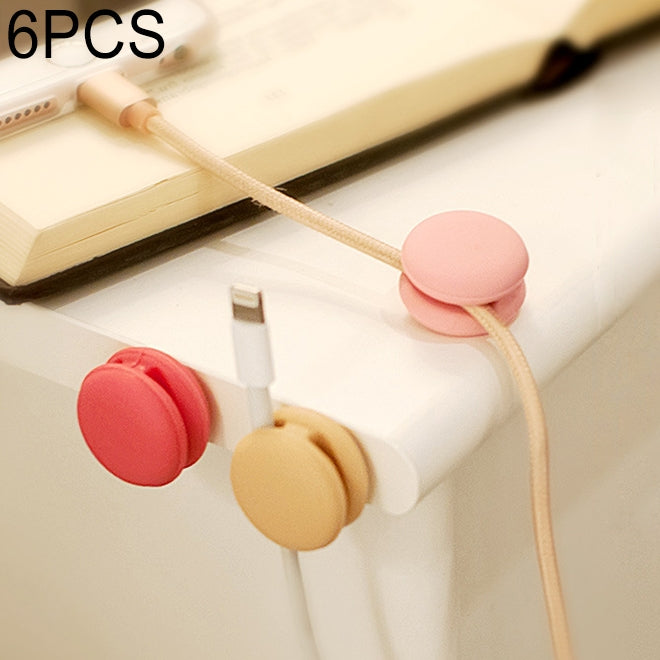 6 PCS Macaroon Shape Cable Clip Grip Desk Wall Organizer Desktop Wire Cord Type USB Charger Holder