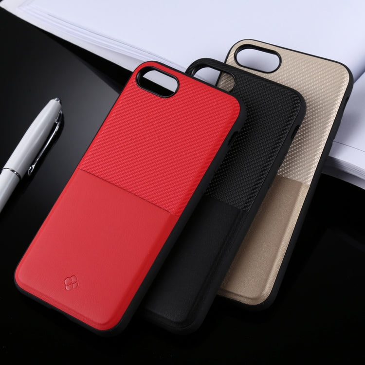 TOTUDESIGN For iPhone SE 2020 & 8 & 7 TPU + Carbon Fibre Skin Dropproof Protective Back Cover Case with Card Slot(Red)
