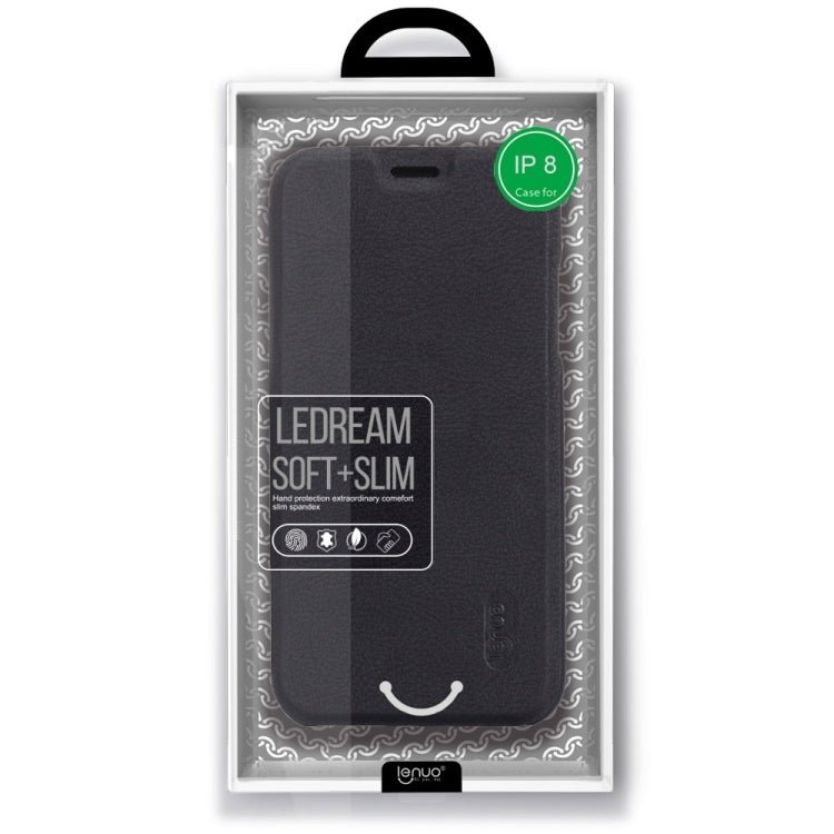 For iPhone X / XS Lenuo PU+PC Litchi Texture Horizontal Flip Leather Case with Card Slots