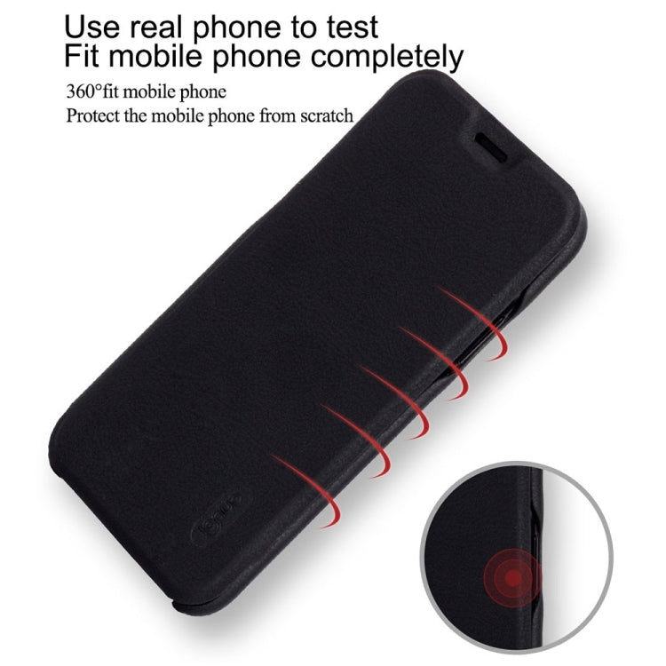 For iPhone X / XS Lenuo PU+PC Litchi Texture Horizontal Flip Leather Case with Card Slots