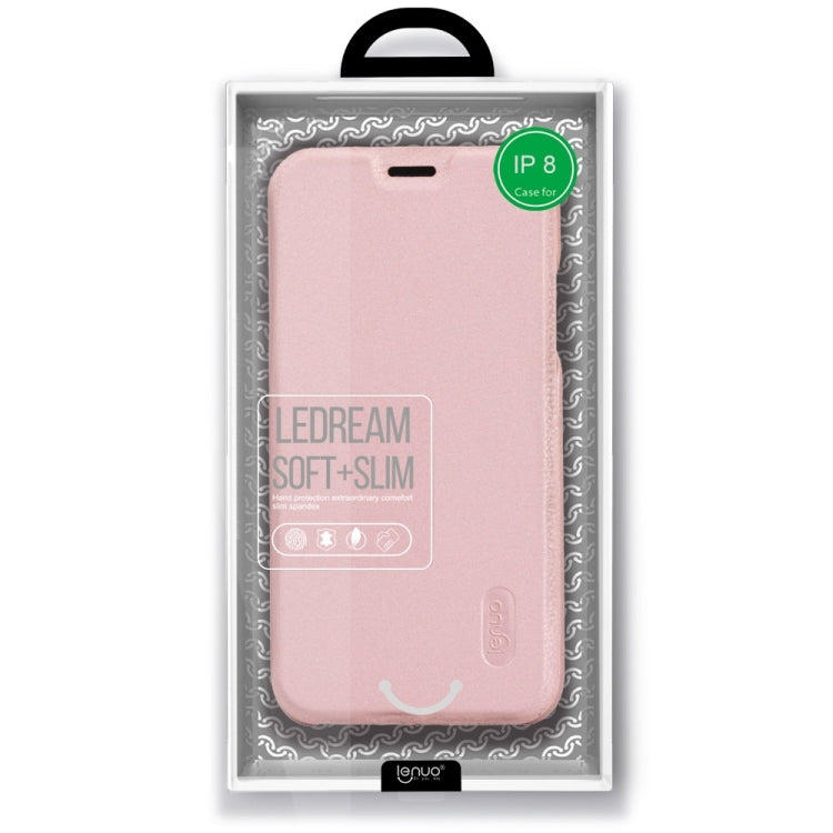 For iPhone X / XS Lenuo PU+PC Litchi Texture Horizontal Flip Leather Case with Card Slots