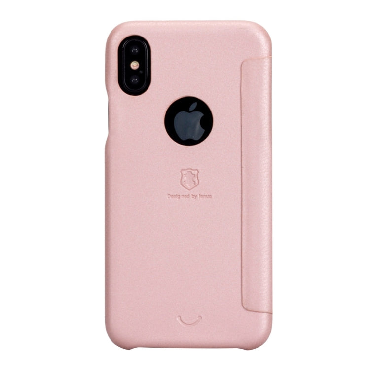 For iPhone X / XS Lenuo PU+PC Litchi Texture Horizontal Flip Leather Case with Card Slots