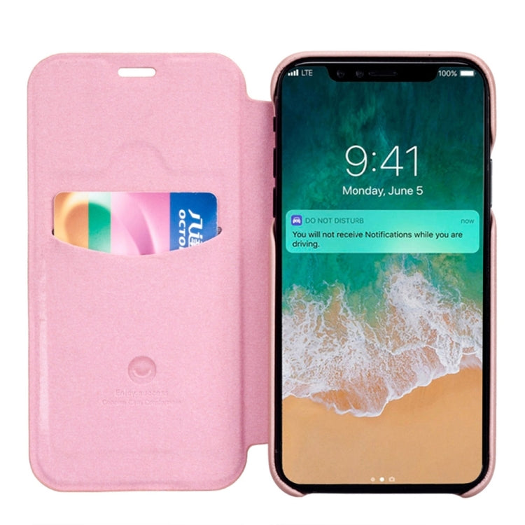 For iPhone X / XS Lenuo PU+PC Litchi Texture Horizontal Flip Leather Case with Card Slots