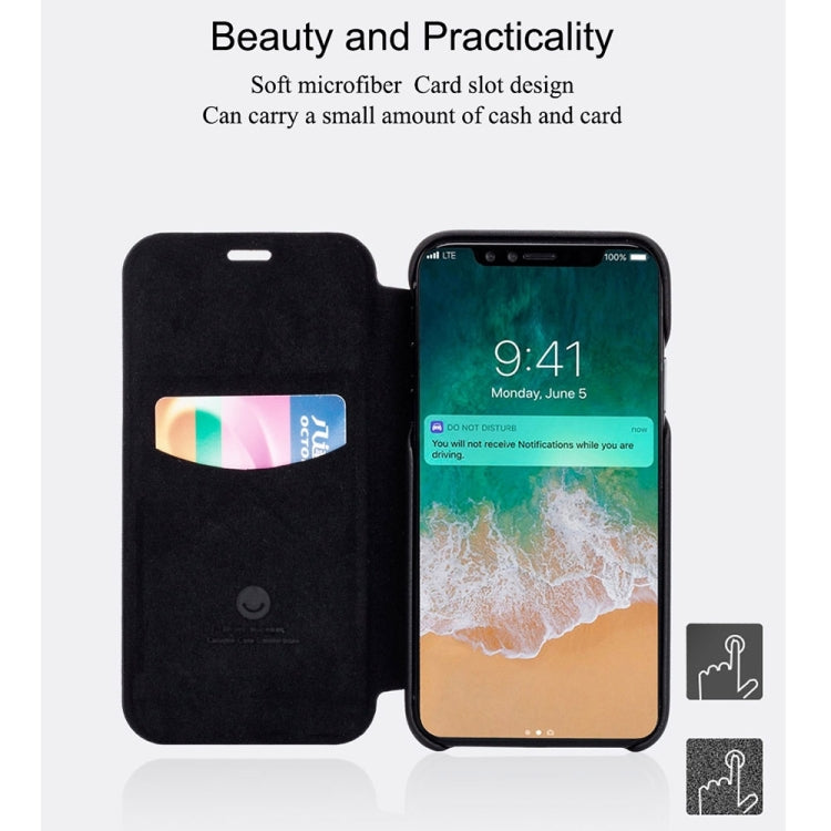 For iPhone X / XS Lenuo PU+PC Litchi Texture Horizontal Flip Leather Case with Card Slots