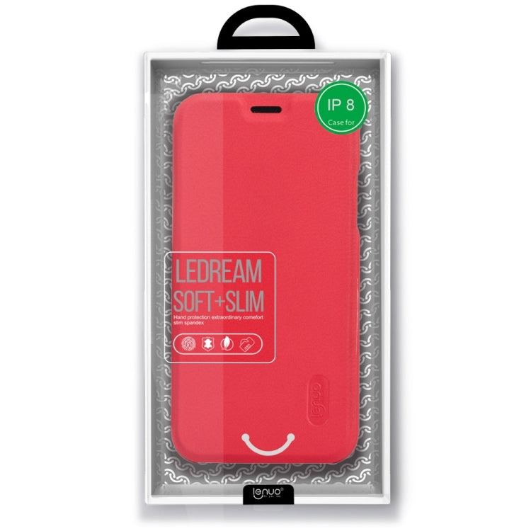 For iPhone X / XS Lenuo PU+PC Litchi Texture Horizontal Flip Leather Case with Card Slots