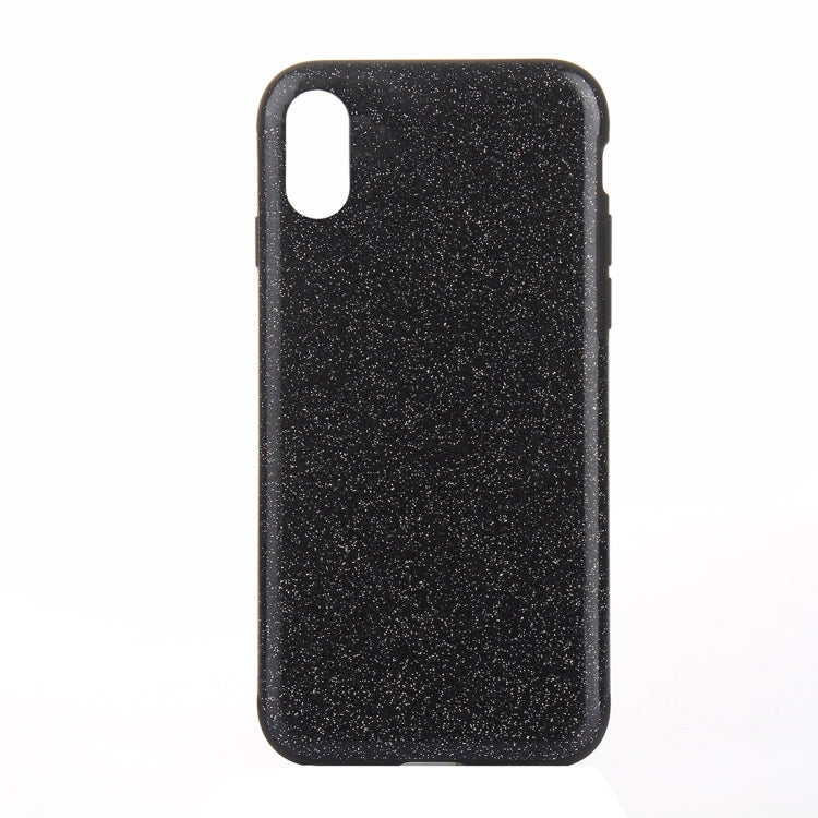 For iPhone X / XS TPU + PU Glitter Powder Drop-proof Protective Back Cover Case