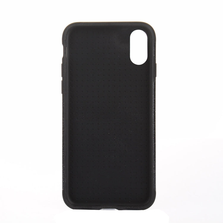 For iPhone X / XS TPU + PU Glitter Powder Drop-proof Protective Back Cover Case