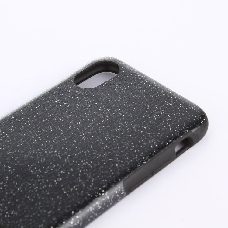 For iPhone X / XS TPU + PU Glitter Powder Drop-proof Protective Back Cover Case
