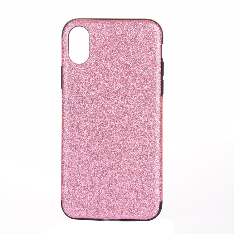 For iPhone X / XS TPU + PU Glitter Powder Drop-proof Protective Back Cover Case