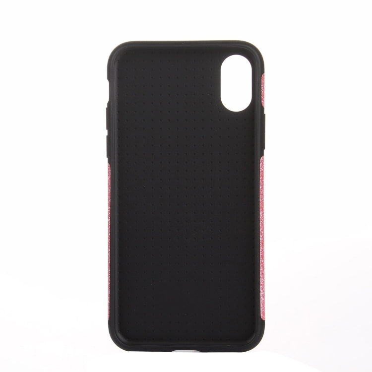 For iPhone X / XS TPU + PU Glitter Powder Drop-proof Protective Back Cover Case