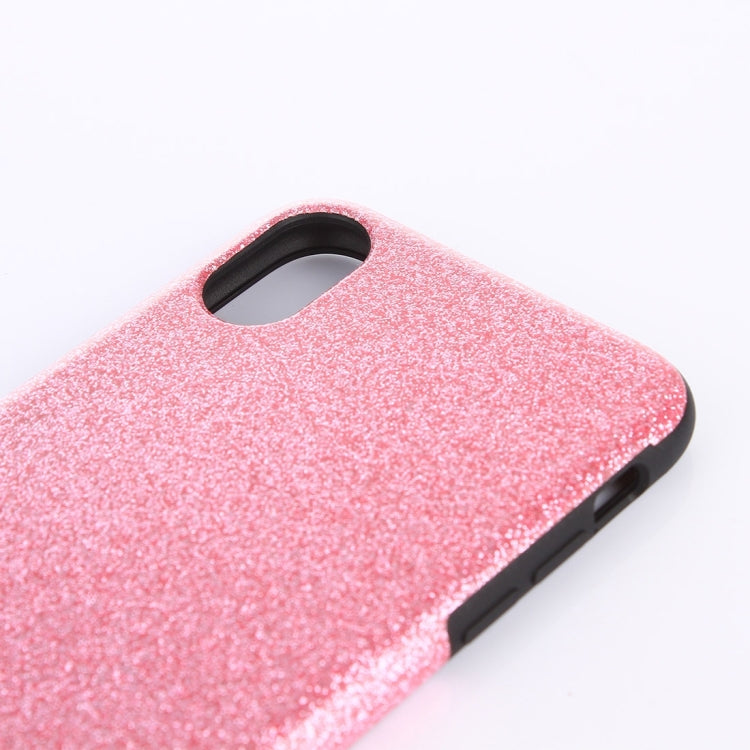 For iPhone X / XS TPU + PU Glitter Powder Drop-proof Protective Back Cover Case