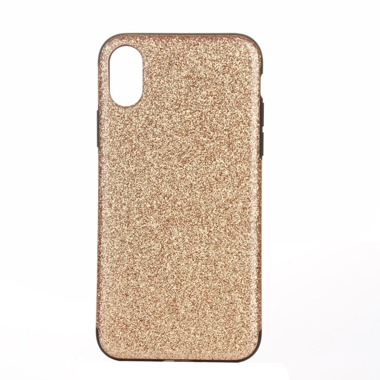 For iPhone X / XS TPU + PU Glitter Powder Drop-proof Protective Back Cover Case
