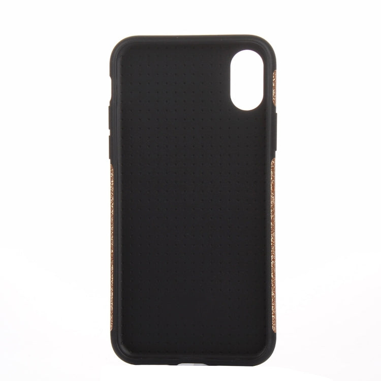 For iPhone X / XS TPU + PU Glitter Powder Drop-proof Protective Back Cover Case