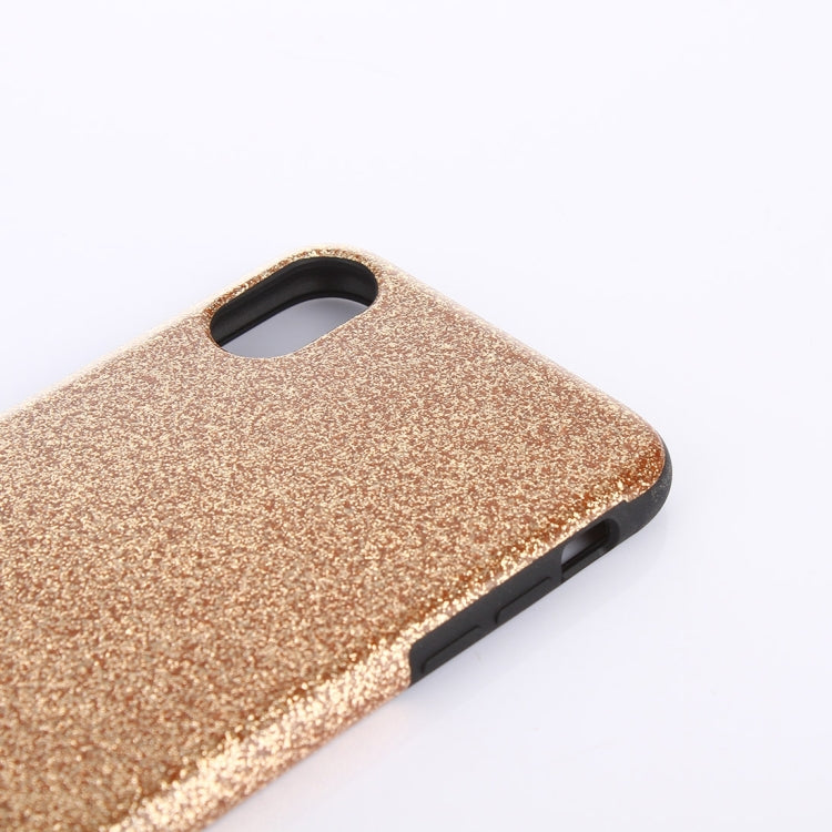 For iPhone X / XS TPU + PU Glitter Powder Drop-proof Protective Back Cover Case