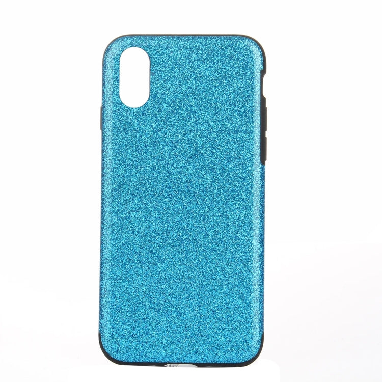 For iPhone X / XS TPU + PU Glitter Powder Drop-proof Protective Back Cover Case