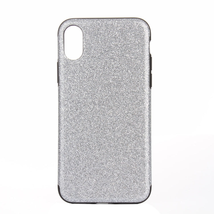 For iPhone X / XS TPU + PU Glitter Powder Drop-proof Protective Back Cover Case