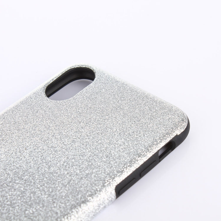 For iPhone X / XS TPU + PU Glitter Powder Drop-proof Protective Back Cover Case