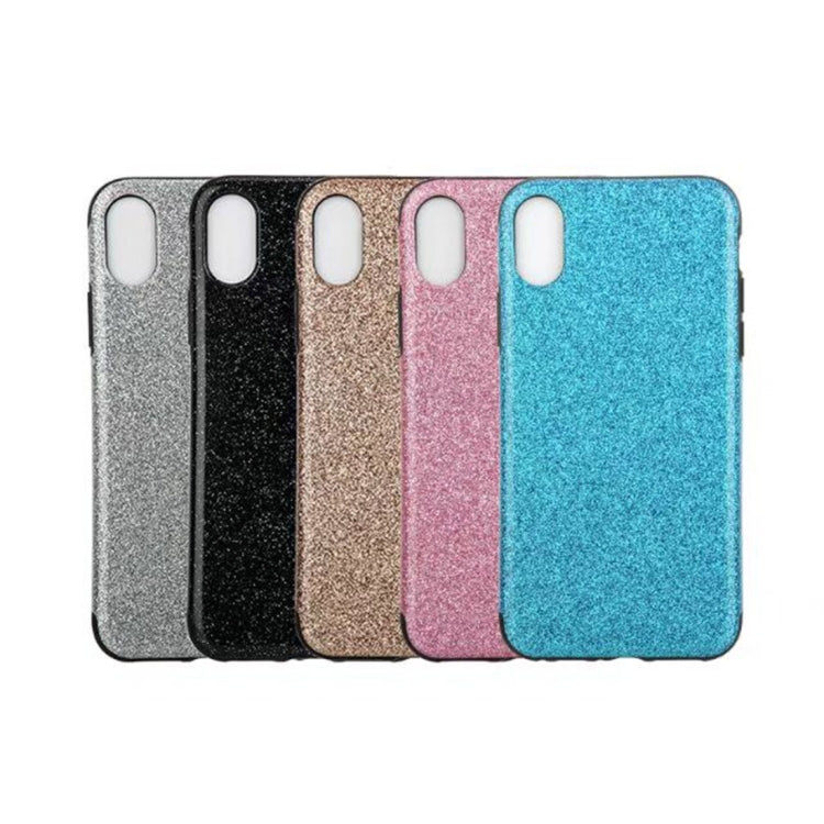 For iPhone X / XS TPU + PU Glitter Powder Drop-proof Protective Back Cover Case