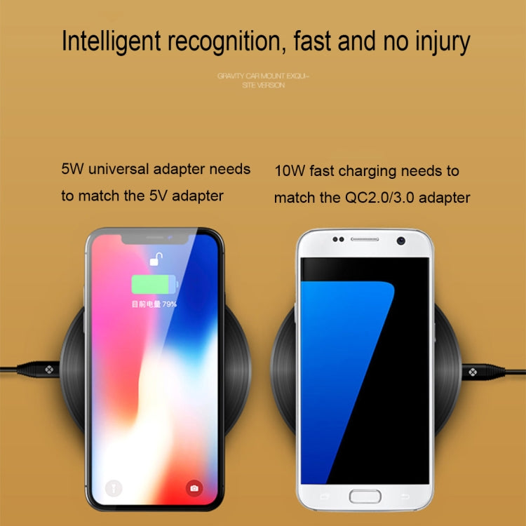 TOTUDESIGN 10W Black Gum Record Style Zinc Alloy + Aluminium Alloy Intelligent Qi Wireless Charger Charging Pad, For iPhone, Galaxy, Huawei, Xiaomi, LG, HTC and Other QI Standard Smart Phones
