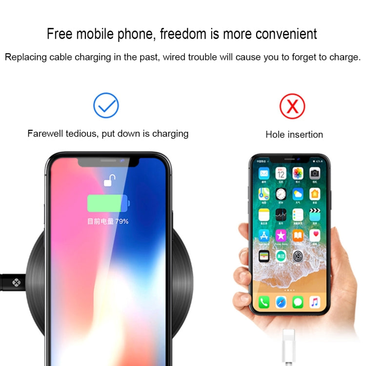 TOTUDESIGN 10W Black Gum Record Style Zinc Alloy + Aluminium Alloy Intelligent Qi Wireless Charger Charging Pad, For iPhone, Galaxy, Huawei, Xiaomi, LG, HTC and Other QI Standard Smart Phones