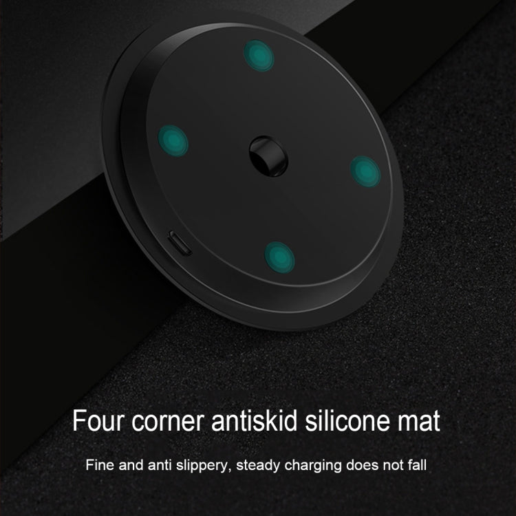 TOTUDESIGN 10W Black Gum Record Style Zinc Alloy + Aluminium Alloy Intelligent Qi Wireless Charger Charging Pad, For iPhone, Galaxy, Huawei, Xiaomi, LG, HTC and Other QI Standard Smart Phones