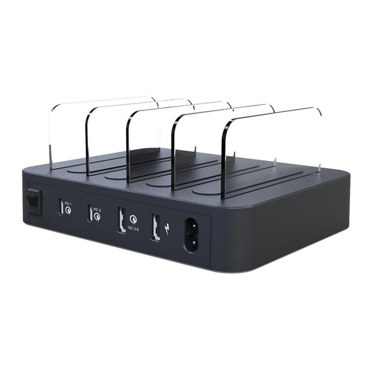 Multi-function AC 100V~240V Output 4 Ports USB-C / Type-C Double PD Detachable Charging Station Smart Charger,Support QC3.0(Black)