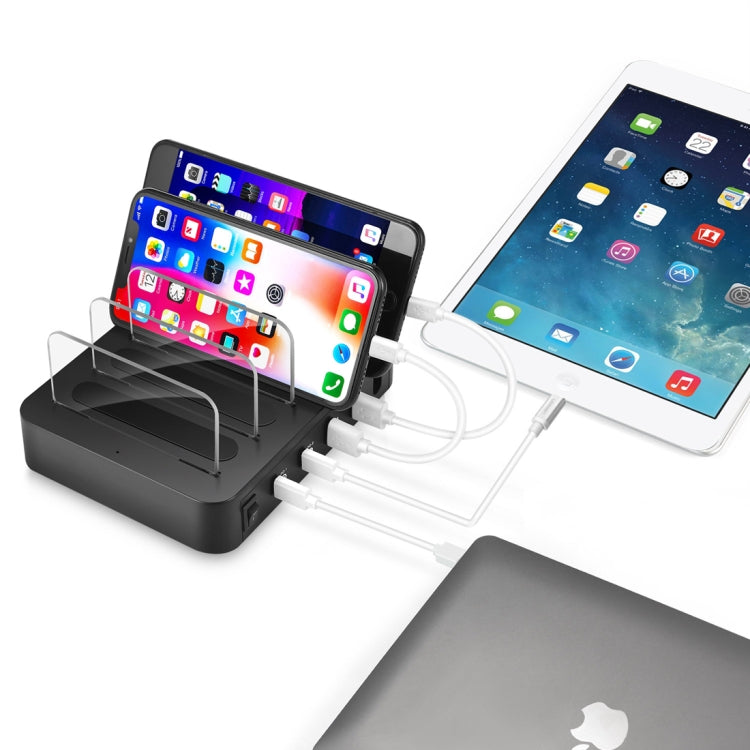 Multi-function AC 100V~240V Output 4 Ports USB-C / Type-C Double PD Detachable Charging Station Smart Charger,Support QC3.0(Black)