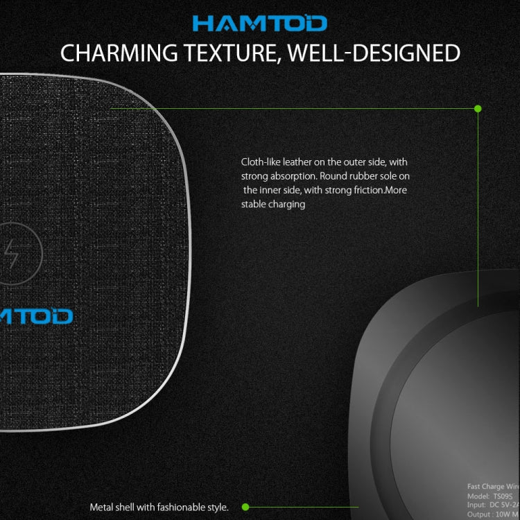 HAMTOD M9 Desktop Intelligent 10W Qi Standard Wireless Charger Charging Pad