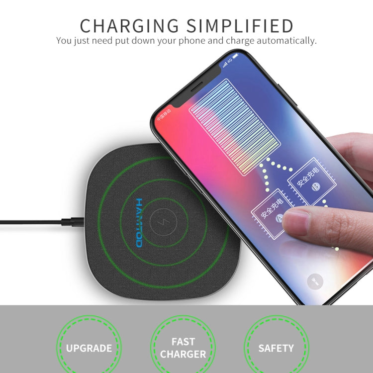 HAMTOD M10 Desktop Intelligent 10W Qi Standard / QC3.0 Wireless Charger Charging Pad (Black)