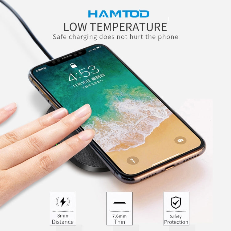 HAMTOD M10 Desktop Intelligent 10W Qi Standard / QC3.0 Wireless Charger Charging Pad (Black)