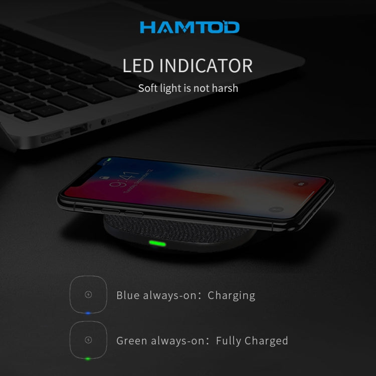 HAMTOD M10 Desktop Intelligent 10W Qi Standard / QC3.0 Wireless Charger Charging Pad (Black)