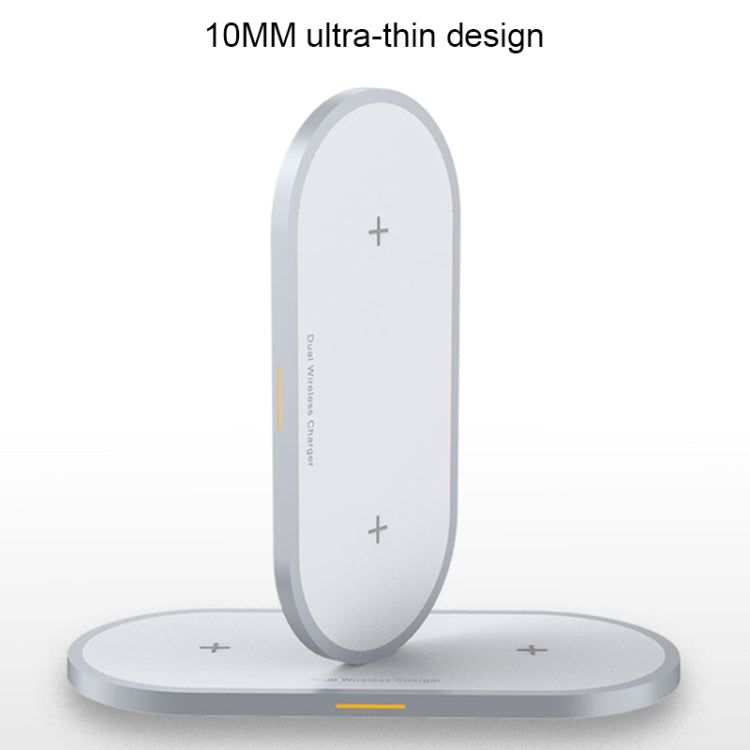 W31 2 in 1 QI Standard Dual Charge Wireless Charger for Mobile Phone & AirPods(White)