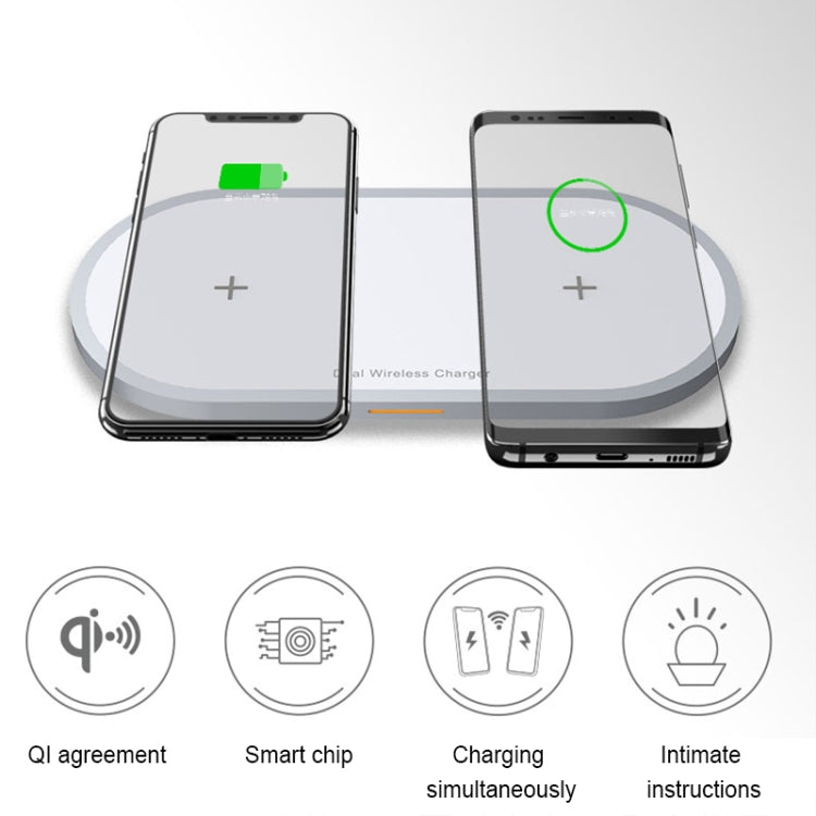 W31 2 in 1 QI Standard Dual Charge Wireless Charger for Mobile Phone & AirPods(White)