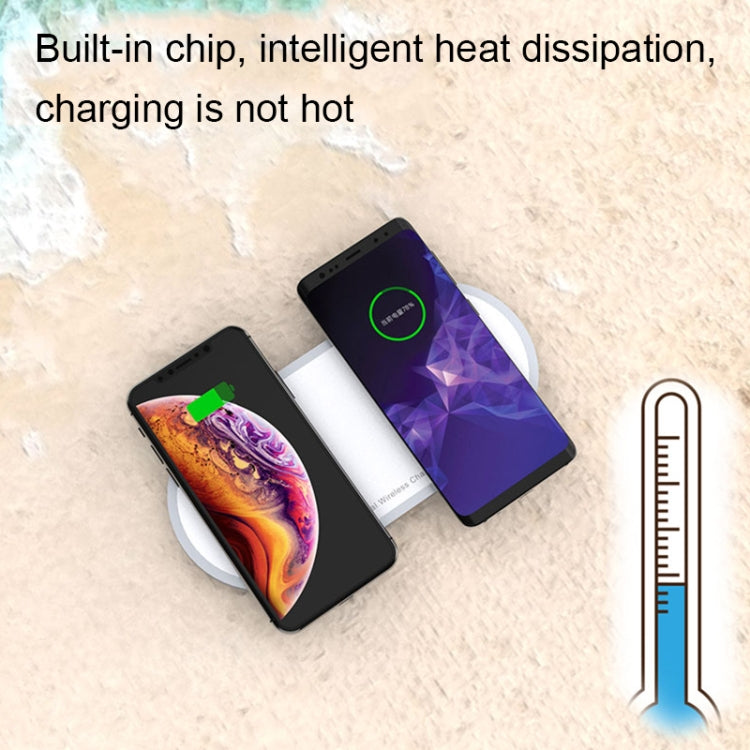 W31 2 in 1 QI Standard Dual Charge Wireless Charger for Mobile Phone & AirPods(White)