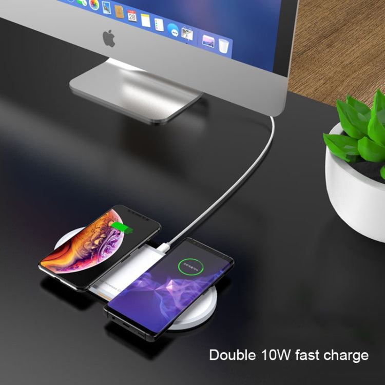 W31 2 in 1 QI Standard Dual Charge Wireless Charger for Mobile Phone & AirPods(White)