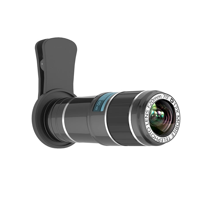 HK019 Mobile Phone 12X Zoom Optical Zoom Telescope Lens Set with Clip