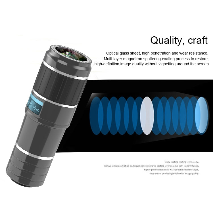 HK019 Mobile Phone 12X Zoom Optical Zoom Telescope Lens Set with Clip