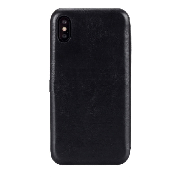 For iPhone X / XS Lenuo PU + TPU Crazy Horse Texture Horizontal Flip Leather Case with Card Slots