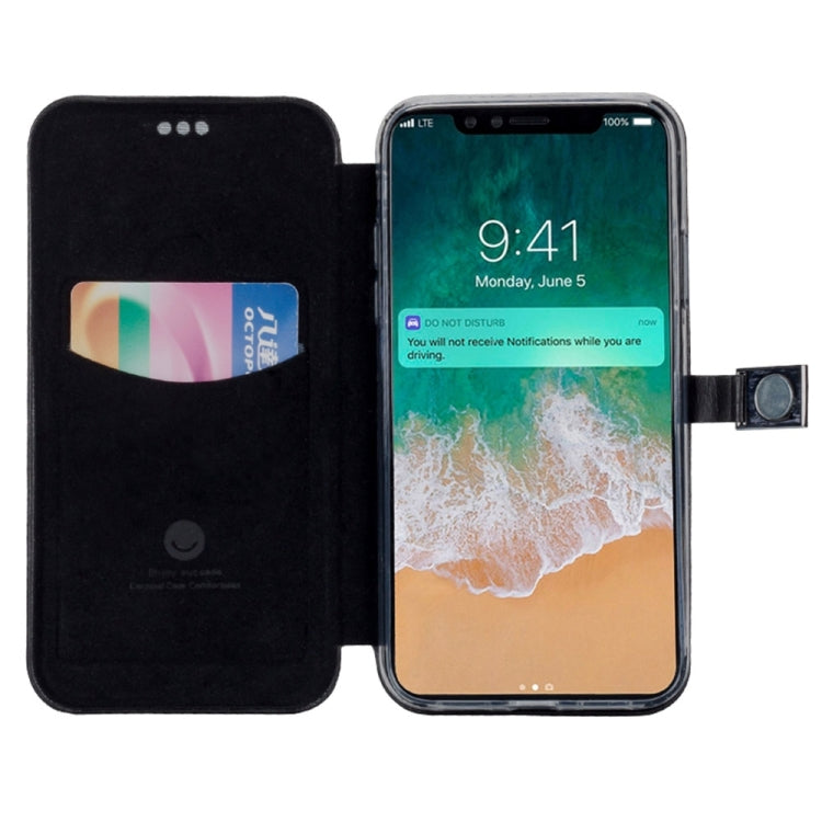 For iPhone X / XS Lenuo PU + TPU Crazy Horse Texture Horizontal Flip Leather Case with Card Slots