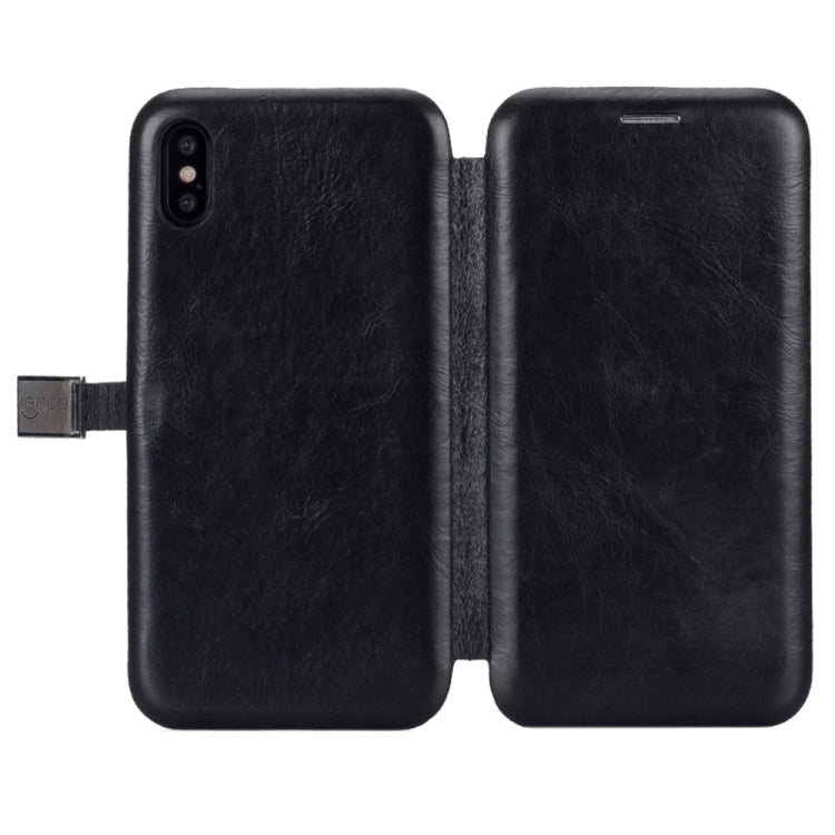 For iPhone X / XS Lenuo PU + TPU Crazy Horse Texture Horizontal Flip Leather Case with Card Slots