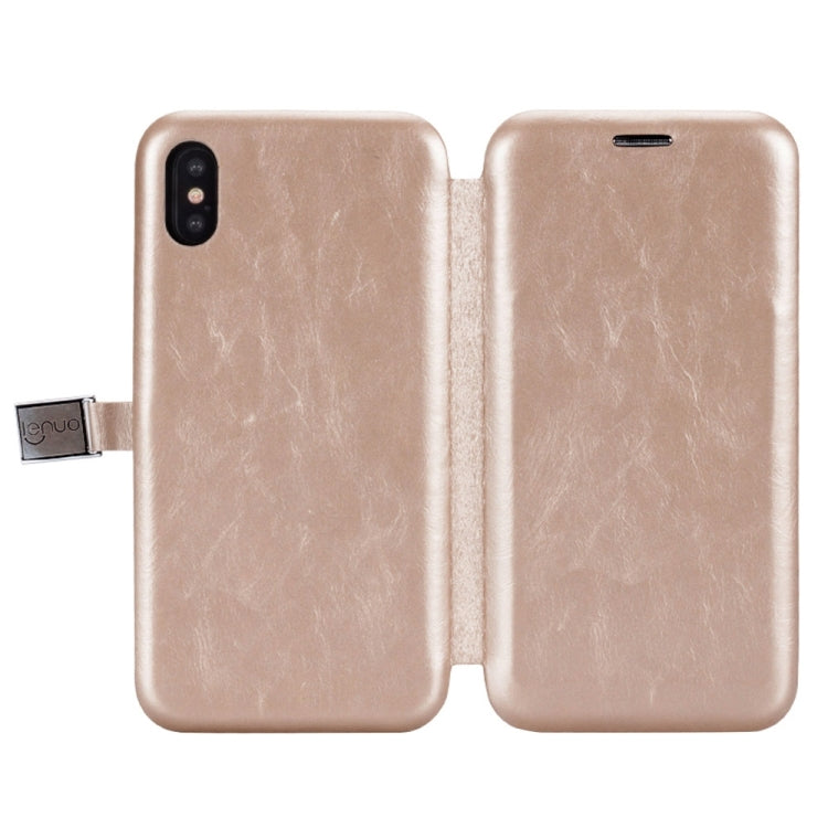 For iPhone X / XS Lenuo PU + TPU Crazy Horse Texture Horizontal Flip Leather Case with Card Slots