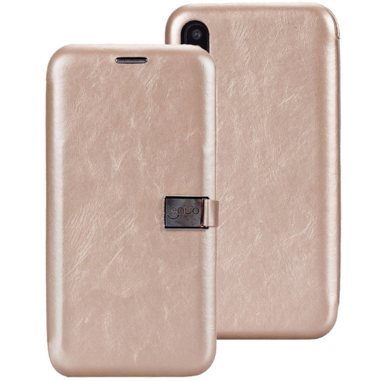 For iPhone X / XS Lenuo PU + TPU Crazy Horse Texture Horizontal Flip Leather Case with Card Slots