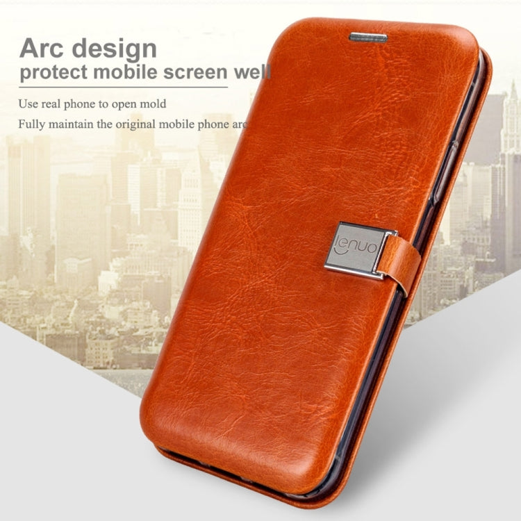 For iPhone X / XS Lenuo PU + TPU Crazy Horse Texture Horizontal Flip Leather Case with Card Slots
