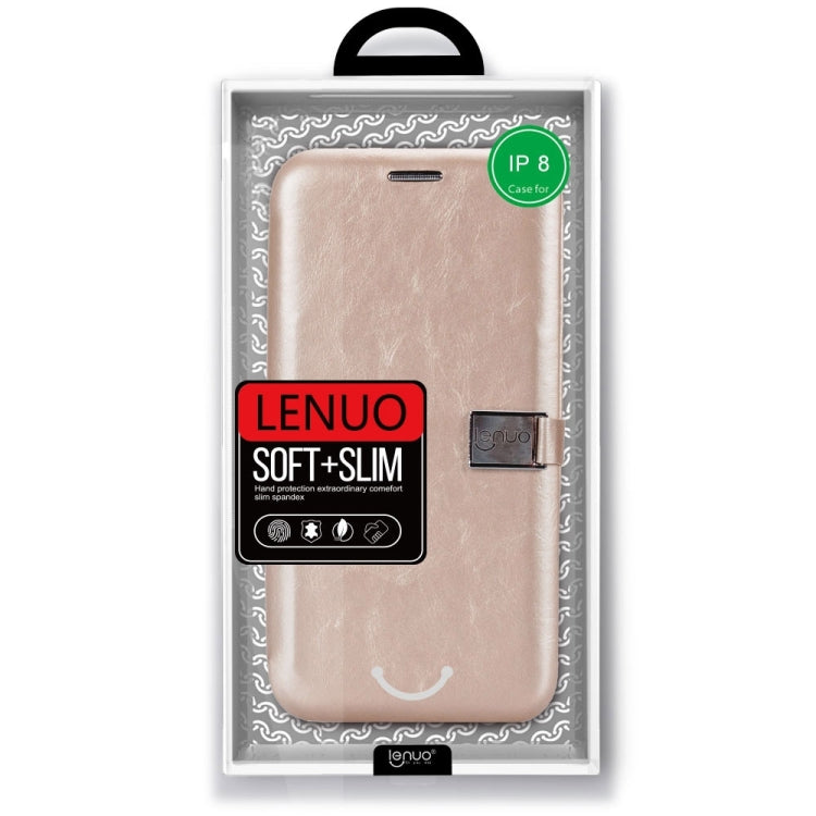 For iPhone X / XS Lenuo PU + TPU Crazy Horse Texture Horizontal Flip Leather Case with Card Slots