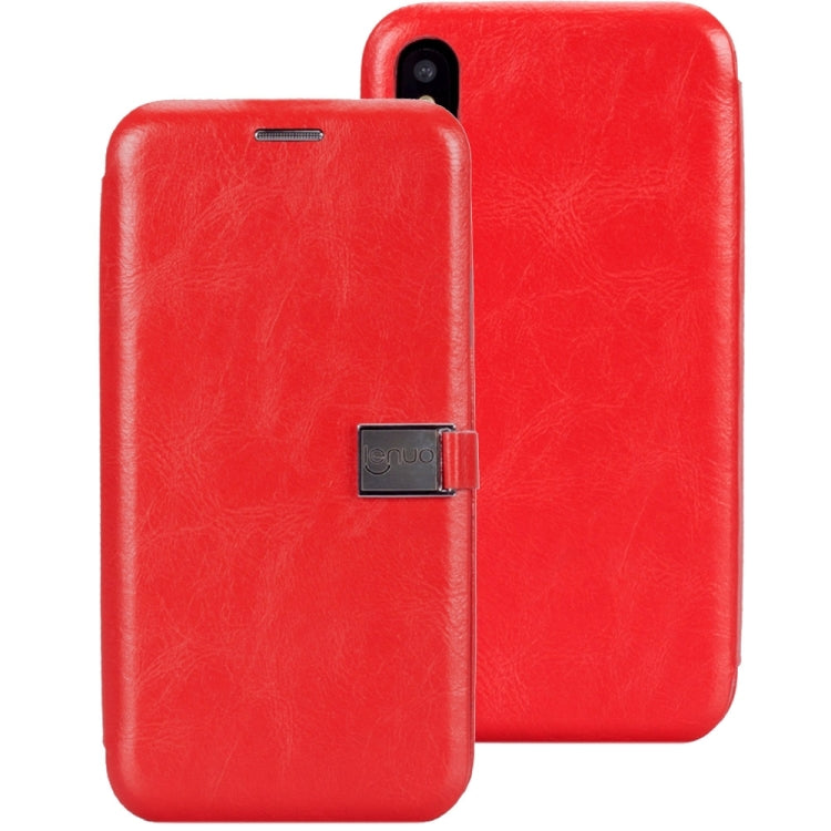 For iPhone X / XS Lenuo PU + TPU Crazy Horse Texture Horizontal Flip Leather Case with Card Slots