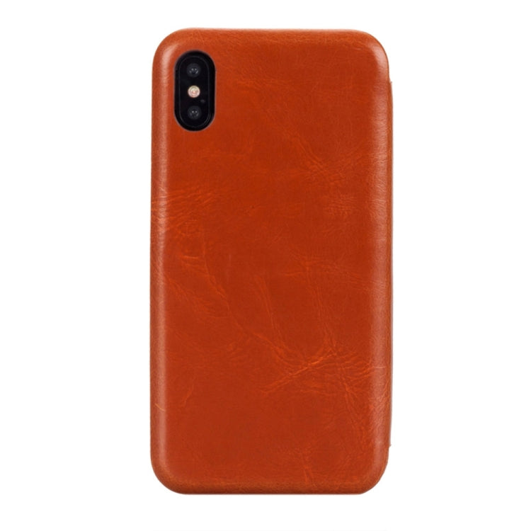 For iPhone X / XS Lenuo PU + TPU Crazy Horse Texture Horizontal Flip Leather Case with Card Slots