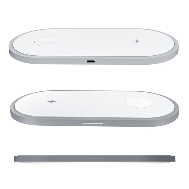 W32 2 in 1 QI Standard Dual Charge Wireless Charger for QI Standard Mobile Phone & iWatch(White)