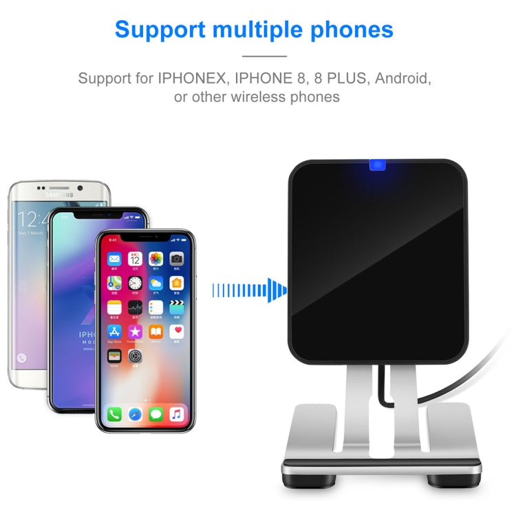 W009 10W QC 3.0 Height Adjustable Vertical Wireless Fast Charger with Mobile Phone Holder Function