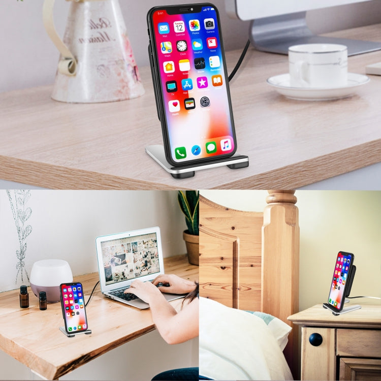 W009 10W QC 3.0 Height Adjustable Vertical Wireless Fast Charger with Mobile Phone Holder Function