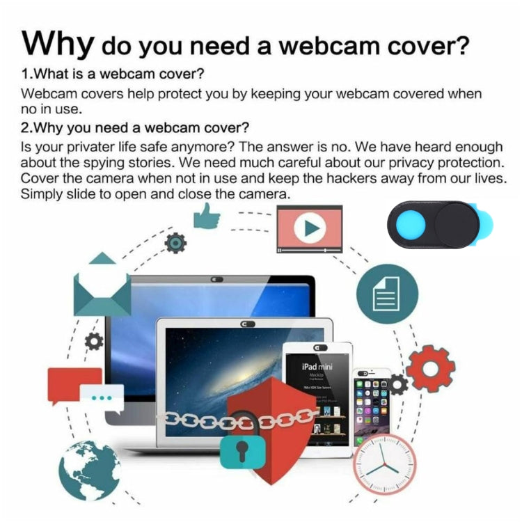 3 PCS Universal Ultra-thin Design Magnet WebCam Cover Camera Cover for Desktop, Laptop, Tablet, Phones